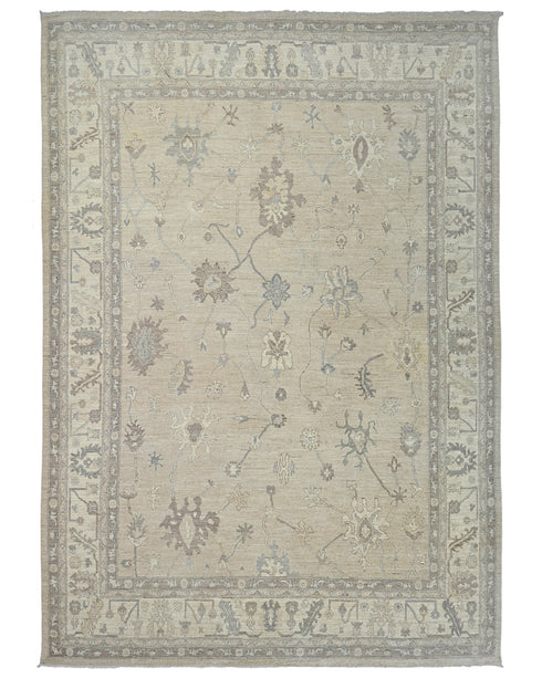 10x14 Brown Oushak Turkish Hand Knotted Soft Wool Area Rug